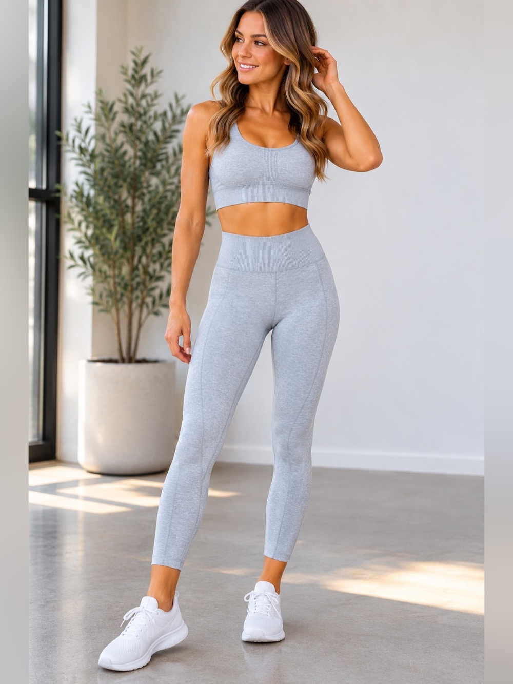 NWT SWEATY BETTY Athlete 7/8 Seamless Workout Leggings Smoke Blue Marl size xs